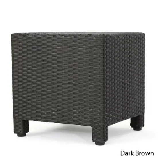 MOEPISY Outdoor Rattan Side Table, Dark Brown image {2}