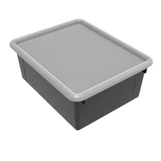 Storex Deep Storage Tray with Lid, Black image {4}