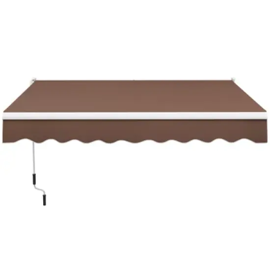 Tangkula Retractable Awning W/ Aluminum Frame Sun/Water Protection W/ PA Coating Manual Control Hand Crank Angle Adjustable Design Beige/Coffee image {11}