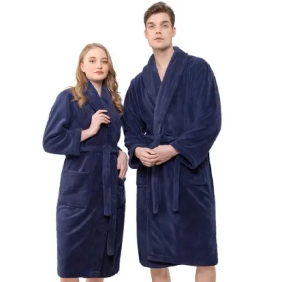 American Soft Linen Warm Fleece Bathrobe, Mens and Womens Adult Robes for your Bathroom, Shawl Collar Robes image {11}
