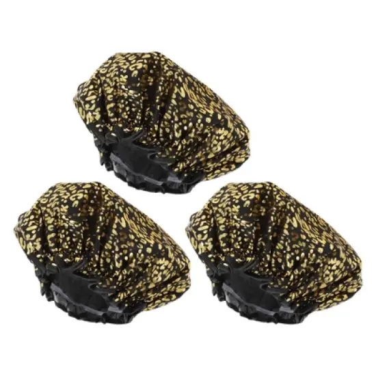 Unique Bargains Reusable Leopards Spots Shower Cap 3 Pcs image {7}