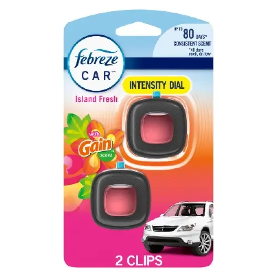 Febreze Car Air Freshener Vent Clip - Gain Island Fresh - 0.13 fl oz/2pk image {10}