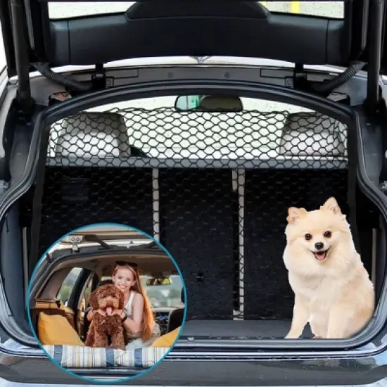 Unique Bargains Dog Car Net Barrier with Hook Black 1 Pc image {5}