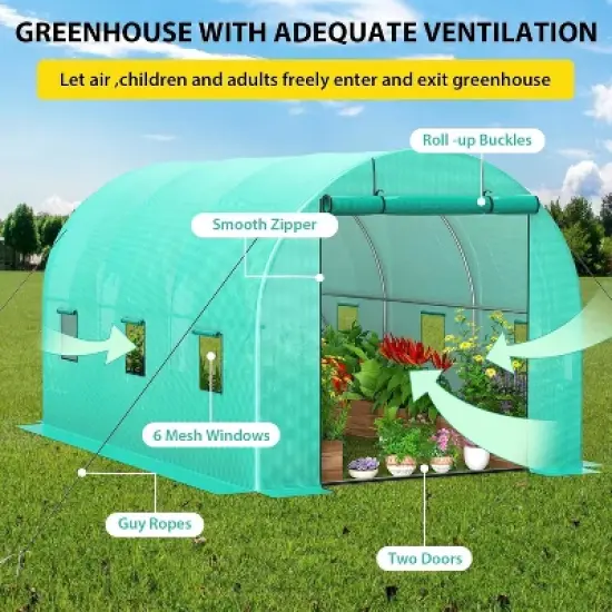 Walking in Tunnel Tent Galvanized Frame Waterproof Greenhouse image {4}
