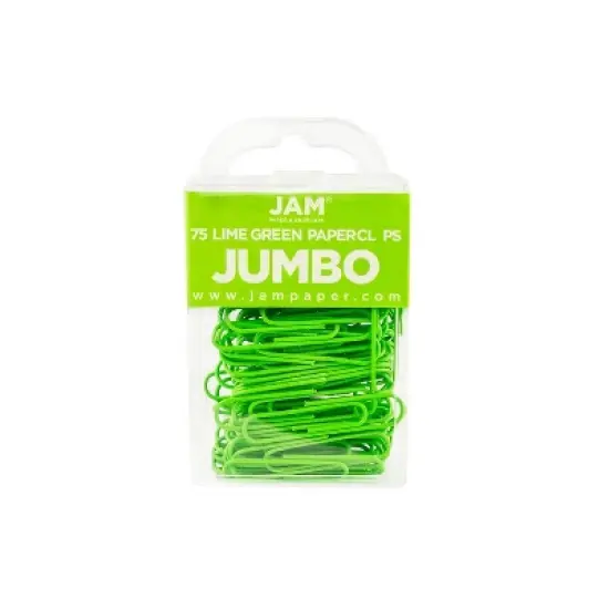 JAM Paper Jumbo Paper Clips Lime Green 3/Pack (21830627B) image {1}