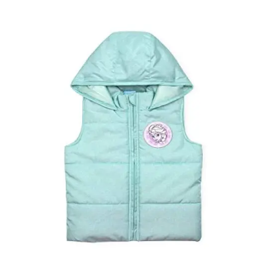 Disney Girl's 3-Pack Frozen Snow Queen Long Sleeve Graphic Tee, Snowflake Patterned Leggings and Quilted Hoodie Vest for Toddler image {2}