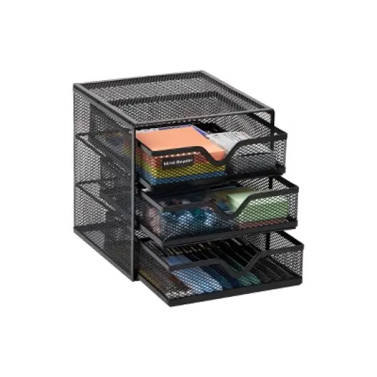 Mind Reader Desktop Accessory Storage, Desk Supplies, Organizer, Office, Metal Mesh, 6.25"L x 6.5"W x 6.5"H, Black image {6}
