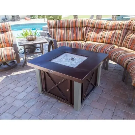 Square Powder Coated Steel Propane Fire Pit - Brown - AZ Patio Heaters image {4}
