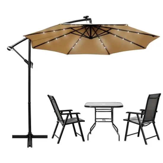 LeisureMod Willry Modern 10FT Outdoor Offset Cantilever Hanging Patio Umbrella with Solar Powered LED &ndash; Backyard, Deck, Garden, Poolside, Patio Shade image {2}