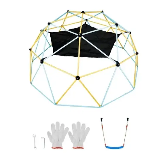 INFURNIC Baby Activity Gyms 10FT Geometric Climbing Dome with Swing and Hammock for Outdoor Fun, Multicolor, 42.31"*11.99"*8.06" image {1}