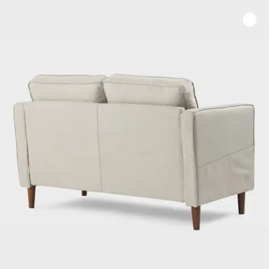 Hana Modern Linen Fabric Loveseat with Armrest Pockets Sand Gray - Mellow image {1}