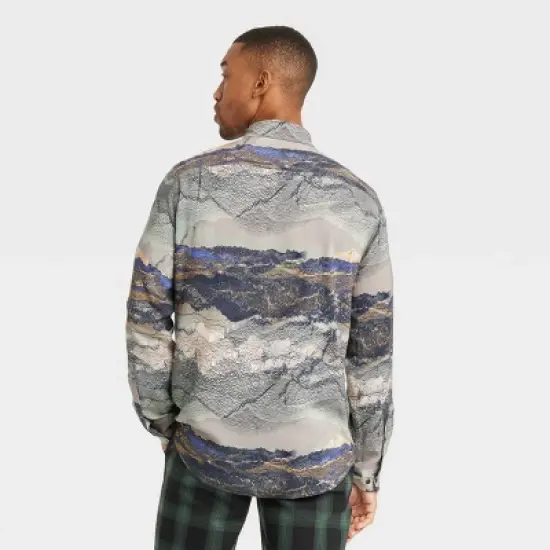 Houston White Brushed Rayon Outdoor Woven Button-Down Shirt - Gray image {1}