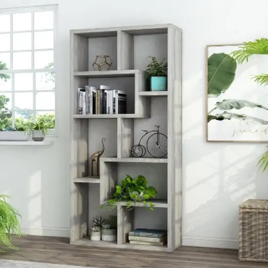 70.98" Crusiton Versatile Bookcase Vintage Gray Oak - miBasics image {6}
