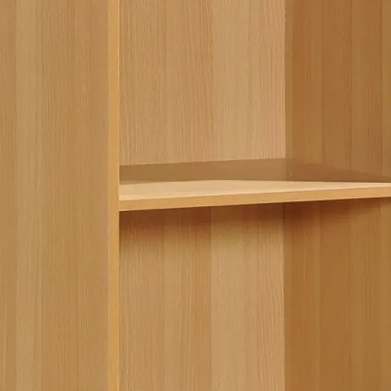 Hodedah Import 12 D x 16 W x 60 H Inch 5 Shelf Bookcase Storage Organizer Solution for Living Room, Bedroom, or Office, Beech Wood Finish image {1}