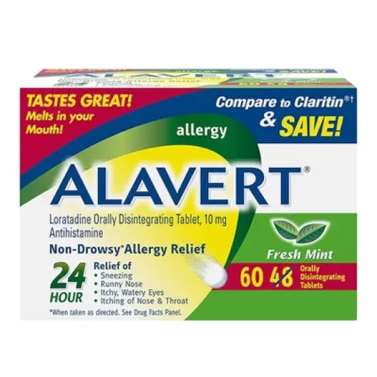 Alavert Allergy Relief Non-Drowsy Orally Disintegrating Tablets Fresh Mint, 60 Ct image {4}