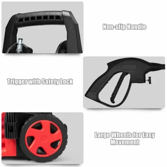 Costway 2030PSI Electric Pressure Washer Cleaner 1.7 GPM 1800W with Hose Reel Red image {9}