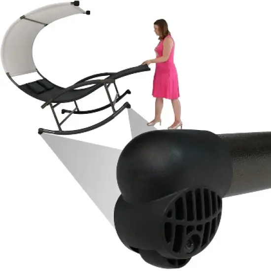 Sunnydaze Outdoor Double Chaise Lounge Bed with Canopy Shade and Headrest Pillows, Black image {8}