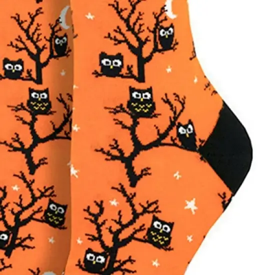 Owls in a Tree Socks (Women's Sizes, Adult Medium) from the Sock Panda - Great for Halloween image {1}