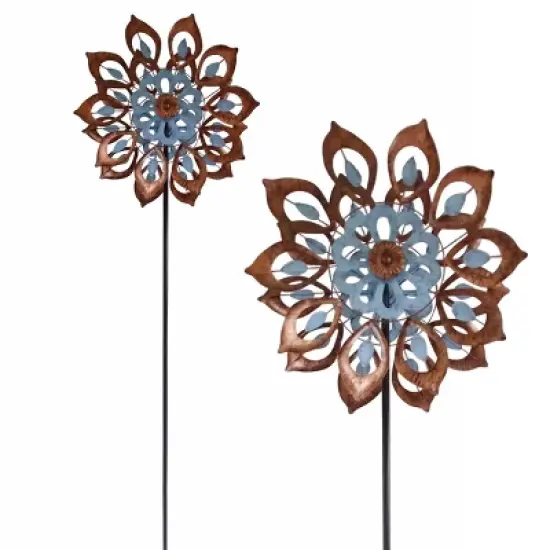 Alpine Corporation Antique Flower Kinetic Wind Spinner Stake: Iron Outdoor Art, 85" Height image {3}