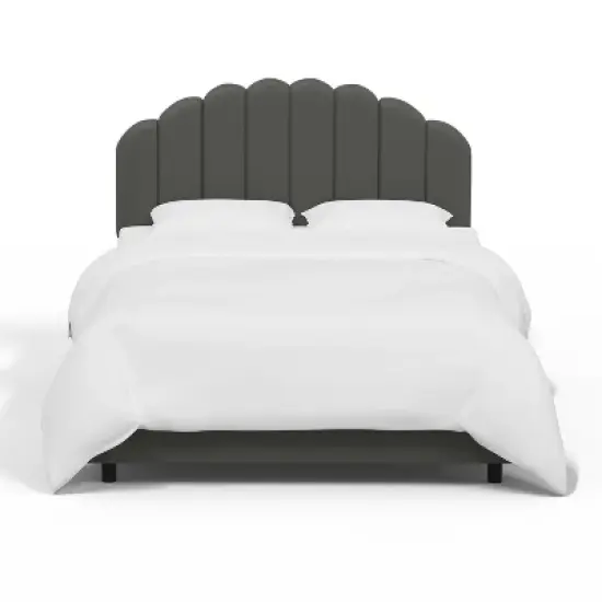 Full Emma Shell Upholstered Bed Dark Silver - Skyline Furniture image {1}