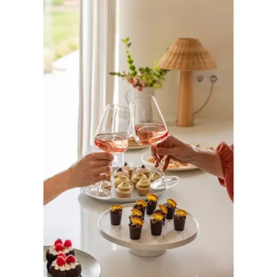 over&back Set of 4 12oz Modern Contemporary Stem Mouth-Blown Glasses Clear image {11}