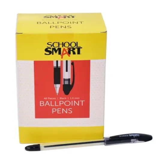 School Smart Black Ballpoint Pen, Pack of 48 image {1}