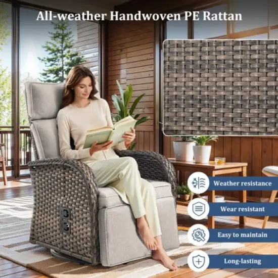 Versatile Outdoor Recliner Swivel Chair image {3}