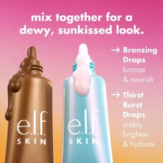 e.l.f. SKIN The Hottest Drops Duo - Bronzing Drops & Holy Hydration! Thirst Burst Drops Mini Duo - 2ct/0.33 fl oz image {4}