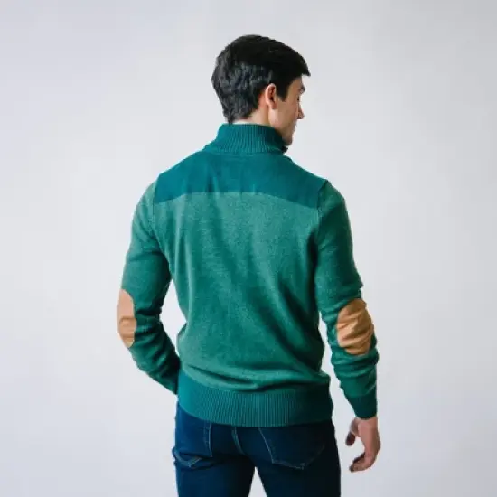 Hope & Henry Mens' Organic Cotton Contrast Sweater with Elbow Patches image {2}