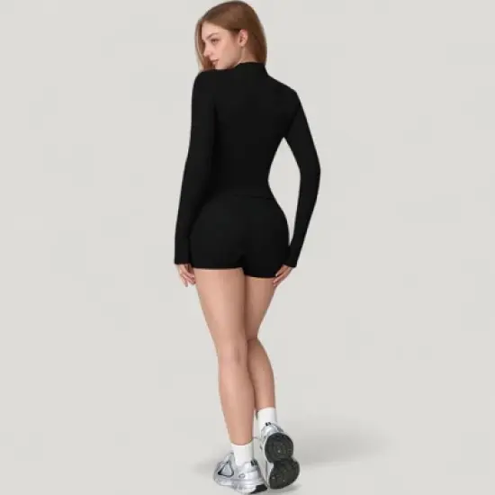 Anna-Kaci Active Women's Long Sleeve Zip-Up Athletic Jacket with Thumbholes and High Neckline image {3}