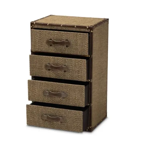 Owen Fabric Upholstered 4 Drawer Accent Storage Cabinet Brown - Baxton Studio image {1}