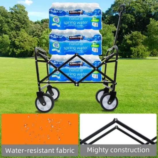 NAYSAYE Wagon Collapsible Utility Cart with Dual Layer Design and Liner Set for Outdoors, Orange, 25.98"*17.32"*37.4" image {3}