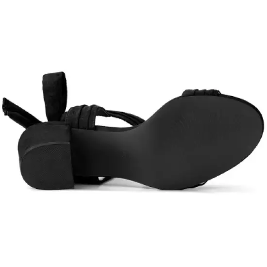 Allegra K Women's Open Toe Ankle Tie Back Block Heels Sandals image {4}