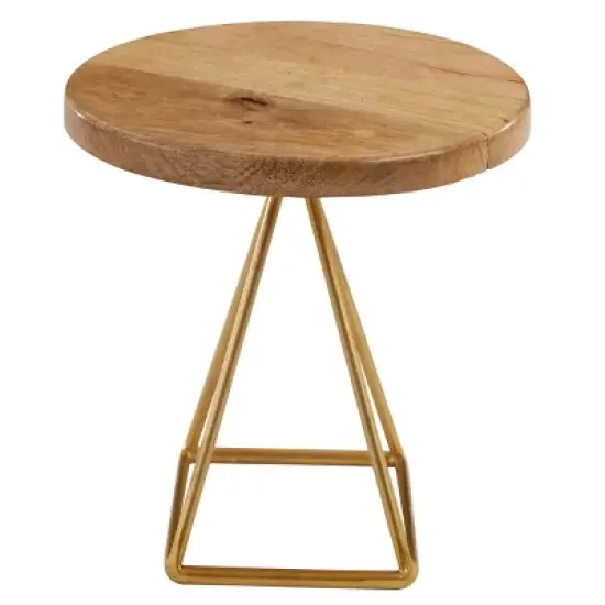 Split P Wood & Gold Triangle Serving Stand Tall image {3}