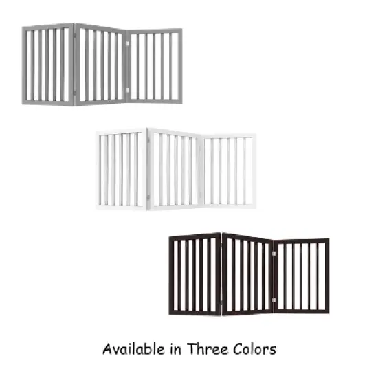 Indoor Pet Gate - 3-Panel Folding Dog Gate for Stairs or Doorways - 54x24-Inch Freestanding Pet Fence for Cats and Dogs by PETMAKER (Gray) image {4}