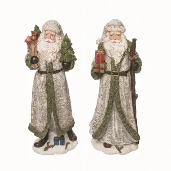 Transpac Large Resin Santa Figurines Set of 2 Colorful Christmas Decor for Tabletop Mantel Indoor Holiday Gifts image {1}