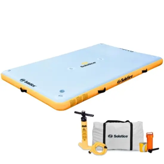 Solstice 8 x 5 ft Heavy Duty Inflatable Floating Dock Water Lounger Rafting Platform Table Bed w/Pump & Storage Bag for Lakes, Pools, & Rivers, Multi image {6}