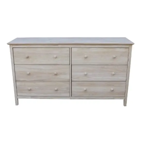 Dresser with 6 Drawers Unfinished - International Concepts image {1}