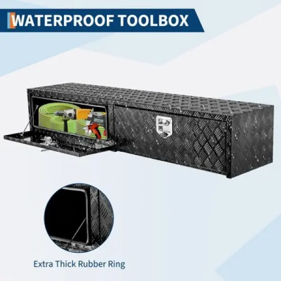72" Metal Truck Tool Box, Diamond Plate Tool Chest Organizer With Lock and Keys, Truck Bed Toolbox for Pick Up, Trailer, Utility Tractor, Deck Box image {6}
