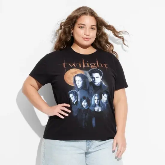 Women's Twilight Short Sleeve Graphic T-Shirt - Black image {3}