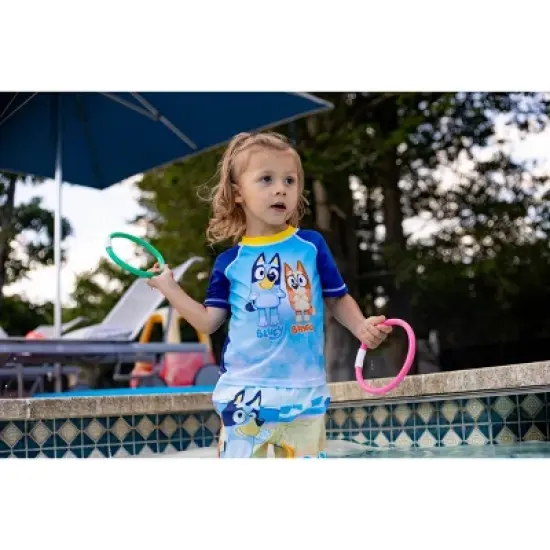 Bluey Bingo Dad Mom Pullover Rash Guard and Swim Trunks Outfit Set Little Kid image {4}