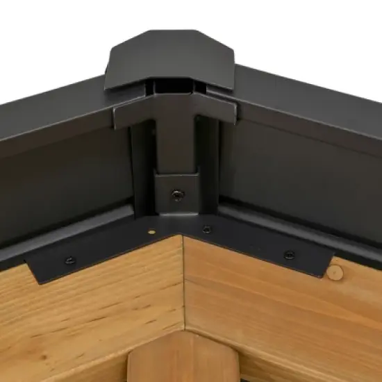 Outsunny 11x13 Hardtop Gazebo with Wooden Frame, Permanent Metal Roof Gazebo Canopy with Ceiling Hook for Garden, Patio, Backyard image {4}