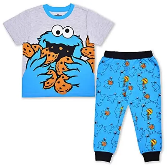 Sesame Street Boy's 2-Piece Short Sleeve Graphic Tee Shirt and Printed Jogger Pant Set for toddler image {6}