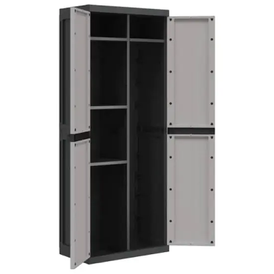 vidaXL Outdoor Storage Cabinet Grey and Black Polypropylene Medium image {5}