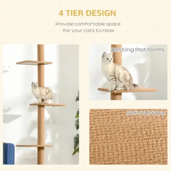 Multipet Floor-to-Ceiling Cat Tree Cat Climbing Tower with Sisal-Covered Scratching Posts image {1}