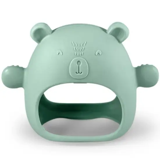 Lulyboo Silicone Easy Grip Teether Bear - Sage image {1}