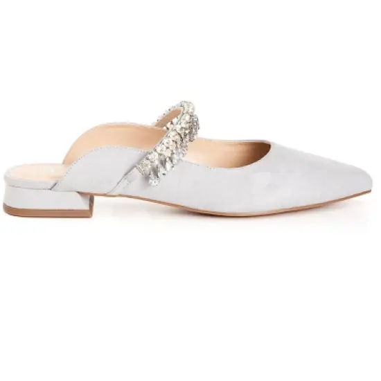 Women's Wide Fit Strappy Point Mule - gray | EVANS image {1}