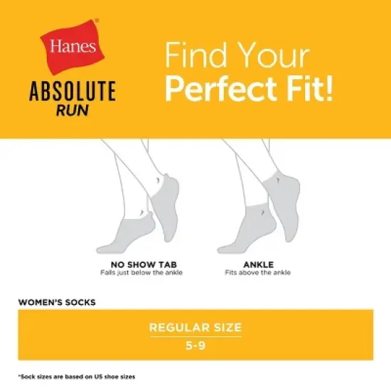 Hanes Women's Absolute Active Run Heel Shield 3pk No Show Socks - 5-9 image {3}