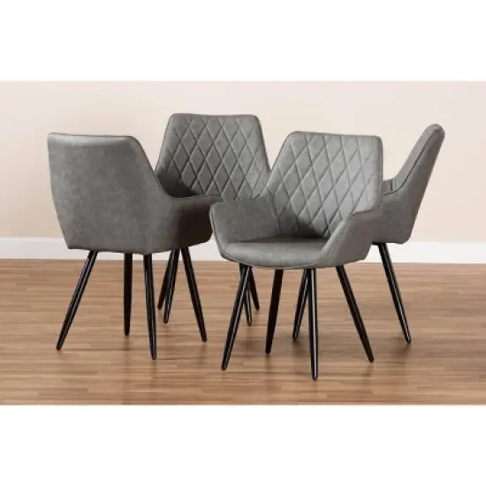 4pc Astrid Leather Upholstered Metal Dining Chairs - Baxton Studio image {5}