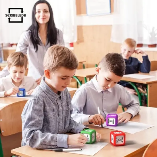 SCRIBBLEDO Erasable Dry erase Dice Pack of 4 image {3}